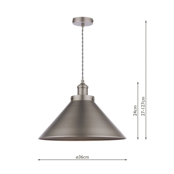 (image for) Laura Ashley Rufus Pendant Industrial Nickel
